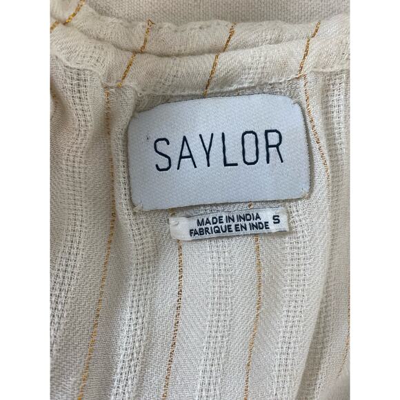 SAYLOR Grecian Goddess Ivory Gauze Off Shoulder Bell Sleeve Maxi Dress US SMALL - Picture 16 of 16